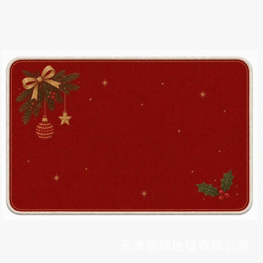 Xmas Door Mat with Santa in His Sleigh | Merry Christmas Welcome Rug in Two Sizes | Festive Holiday Porch Decor