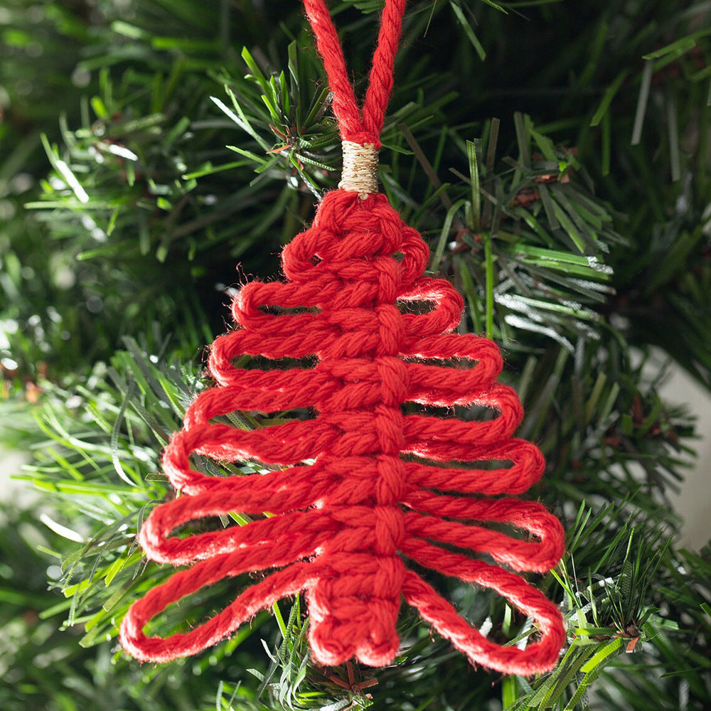 Macrame Christmas Tree Ornament Handmade in Green, White, Ivory or Red | Boho Xmas Decorations | Festive Gift Idea