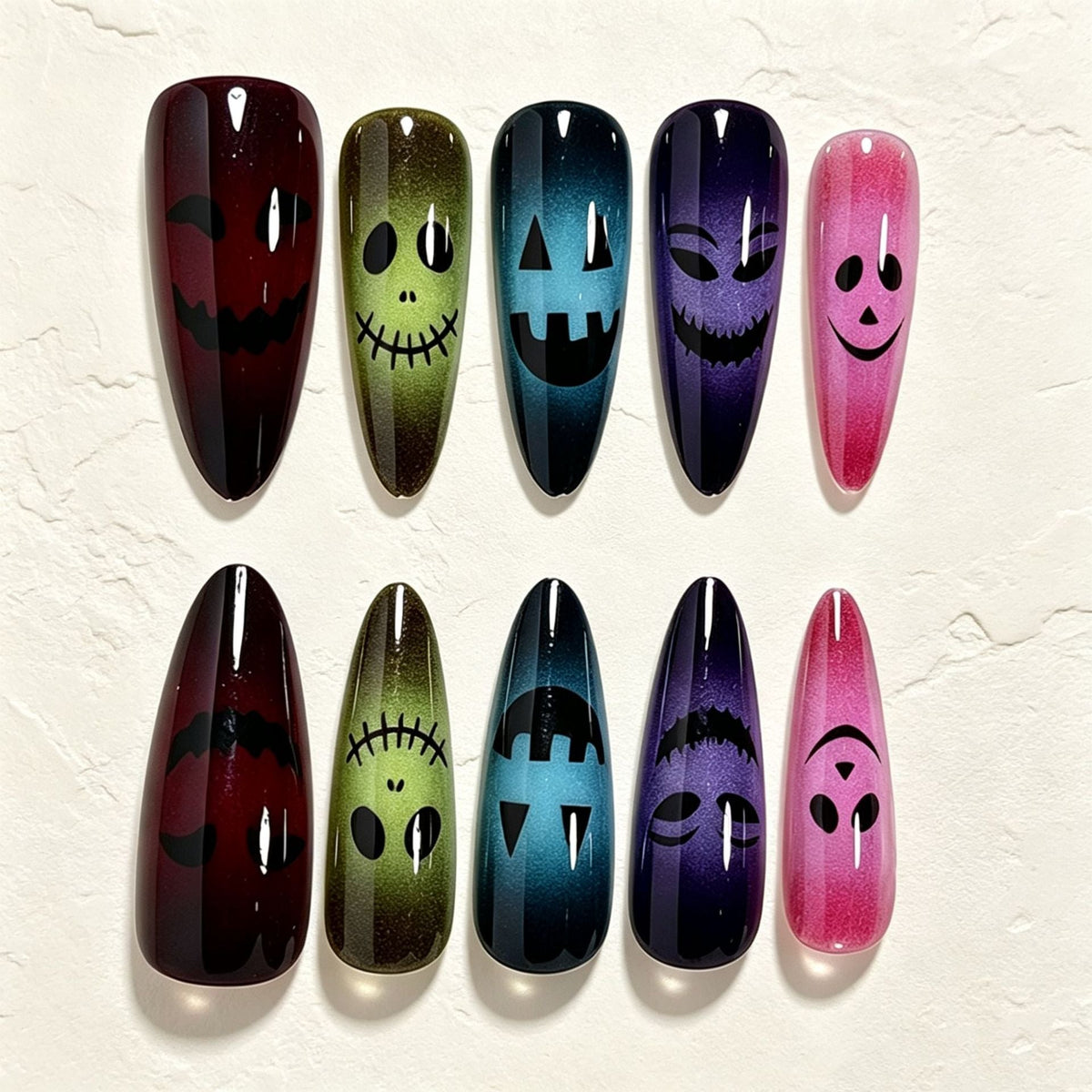 Halloween Glitter Press-On Nails | Available in Blue, Nackt | Glue-Free Application in Minutes for Parties and Nights Out
