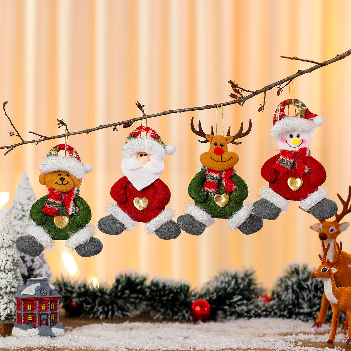 Plush Santa Ornament with Heart Accent and Festive Hat | Soft Durable Character Decor | Christmas Tree Decorations Indoor