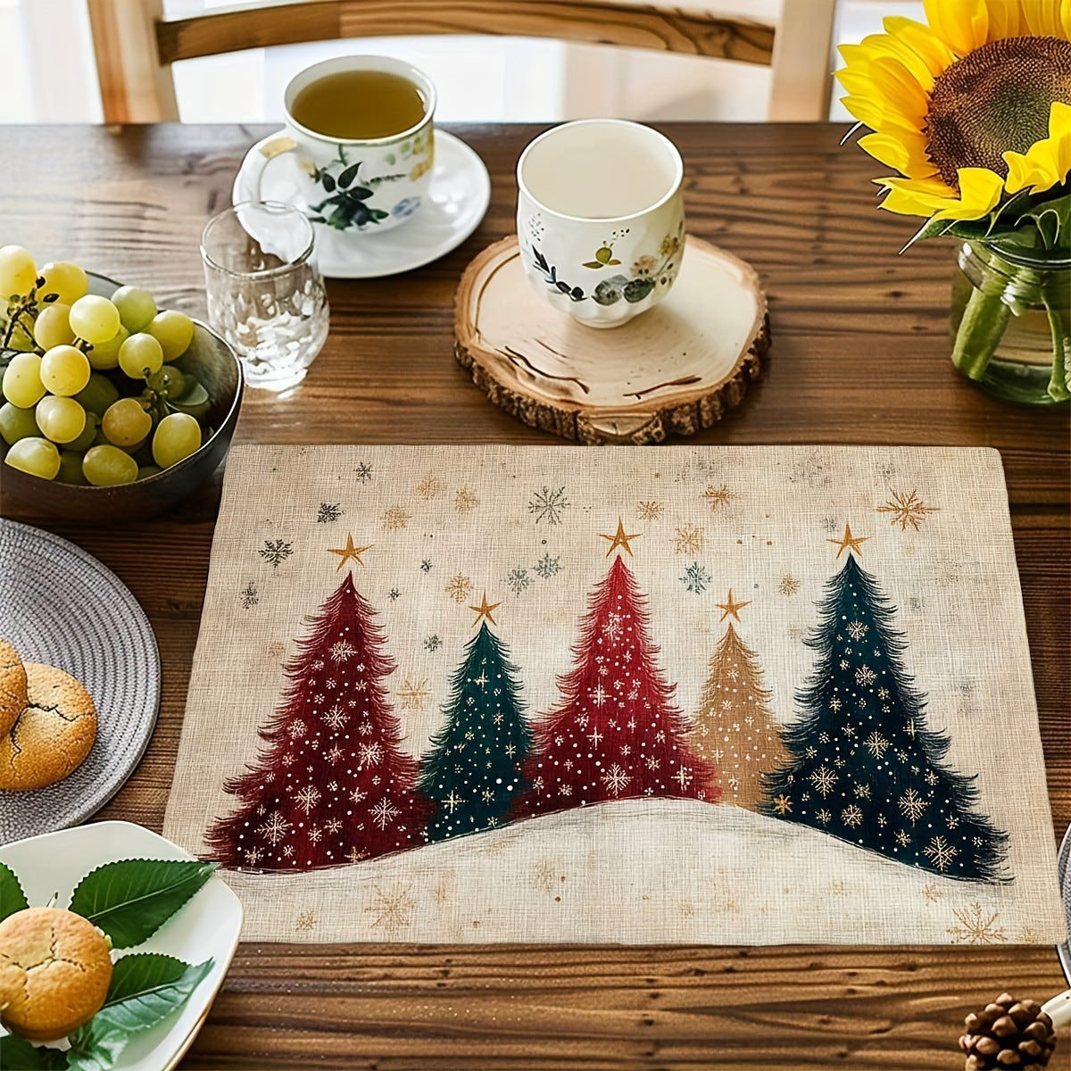 Festive Christmas Kitchen Rug with Holiday Print | Non-Slip Indoor Mat, Easy to Wipe Clean | Seasonal Floor Decor for Sinks
