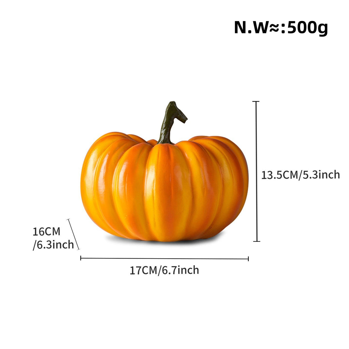 Halloween Pumpkin Decorative Figure | Available in Orange | Stands on Shelves, Mantels, and Side Tables