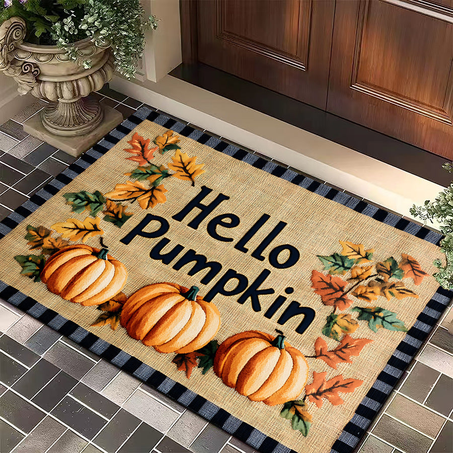 Christmas Door Mat with a Dog in a Festive Jumper | Red Welcome Rug for Entryways | Durable Weave in Several Sizes