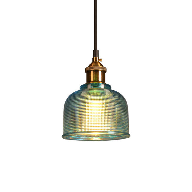 Colored Glass Pendant Light Metal Retro Ceiling Lamp