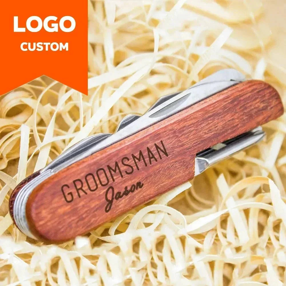 BARRELON – Personalized wooden waiter corkscrew with engraving, rosewood handle & integrated knife