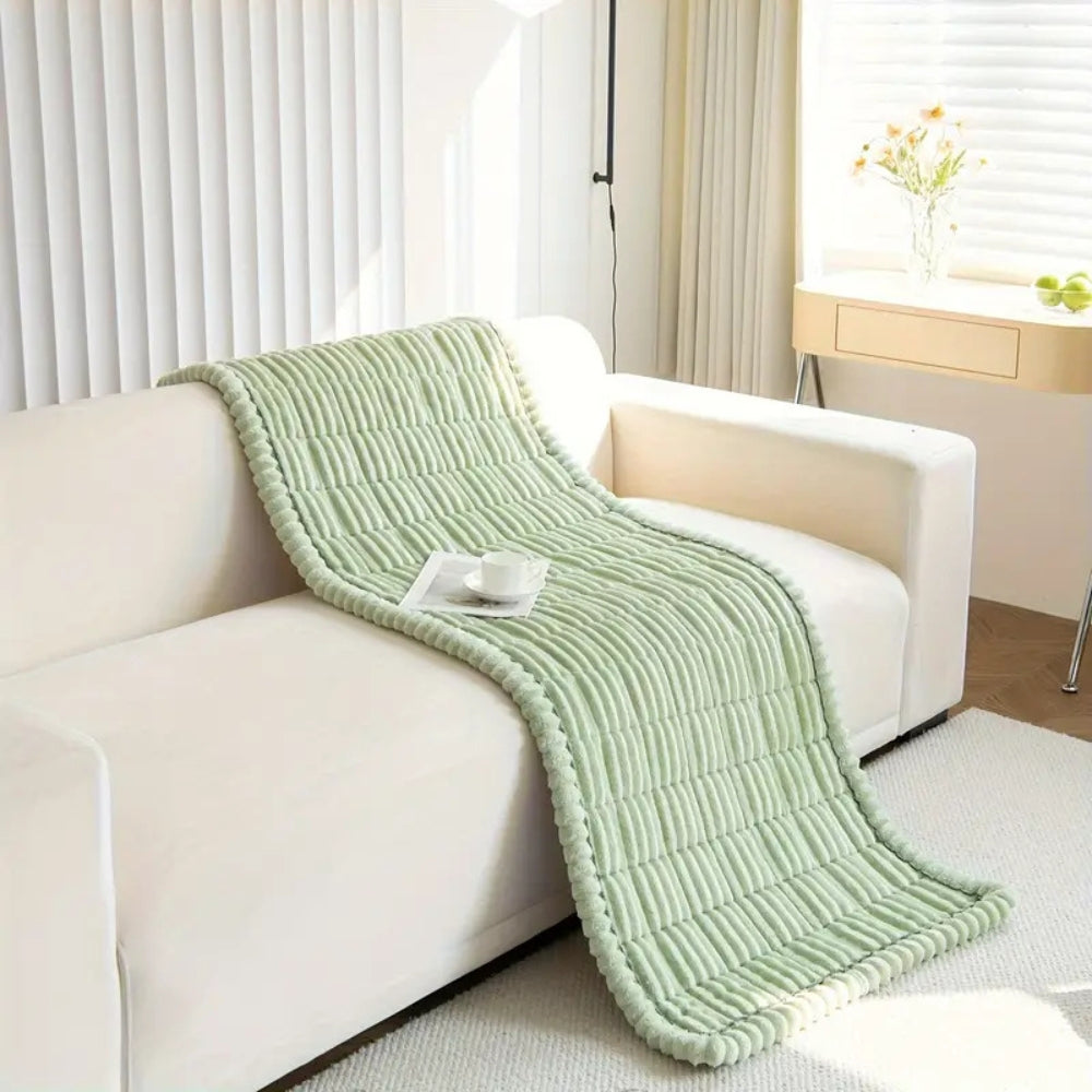 Plush Sofa Cover Pleated Edge Slipcover