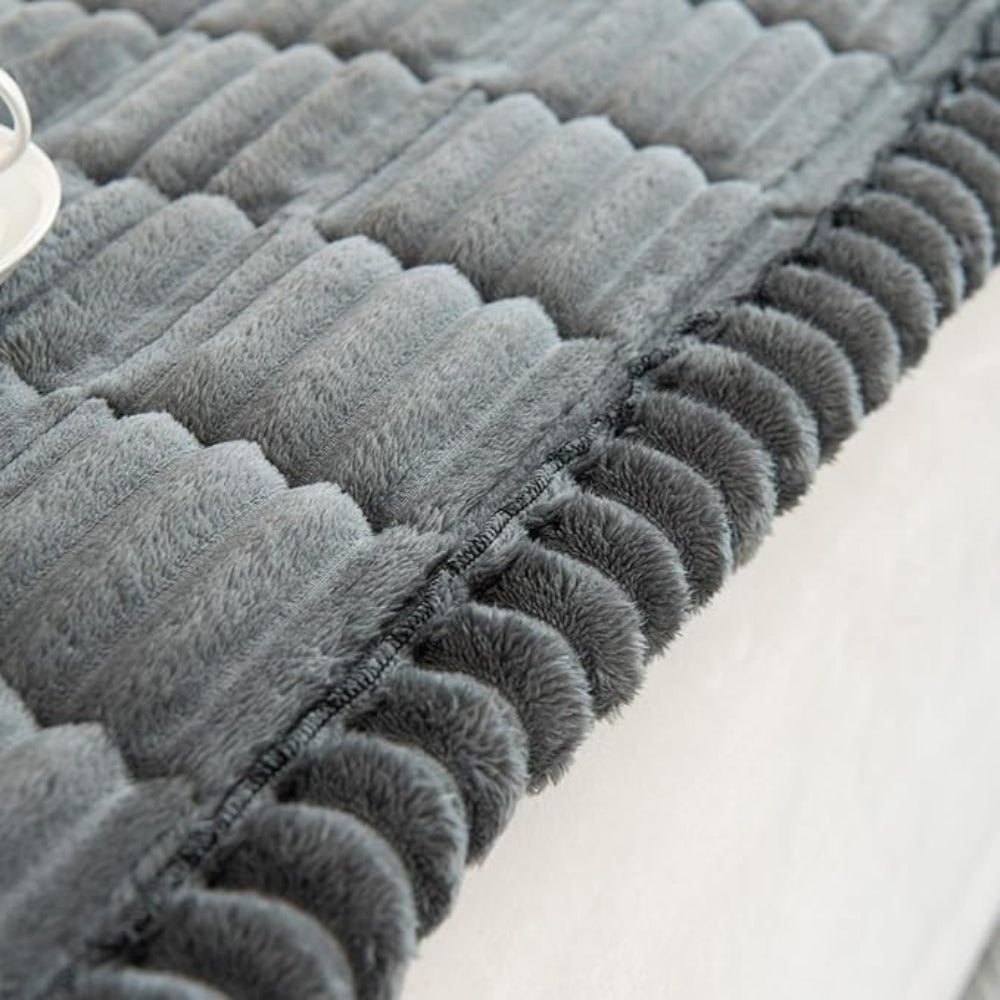 Plush Sofa Cover Pleated Edge Slipcover