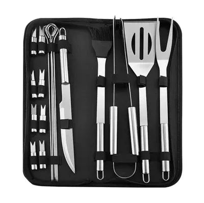 Portable Barbecue Set in a Zip Case | Stainless Steel Cooking Tools and Utensils for the Grill | 7 Options