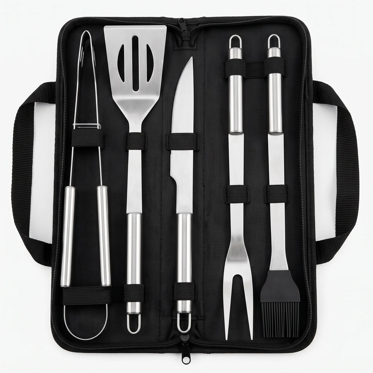 Portable Barbecue Set in a Zip Case | Stainless Steel Cooking Tools and Utensils for the Grill | 7 Options