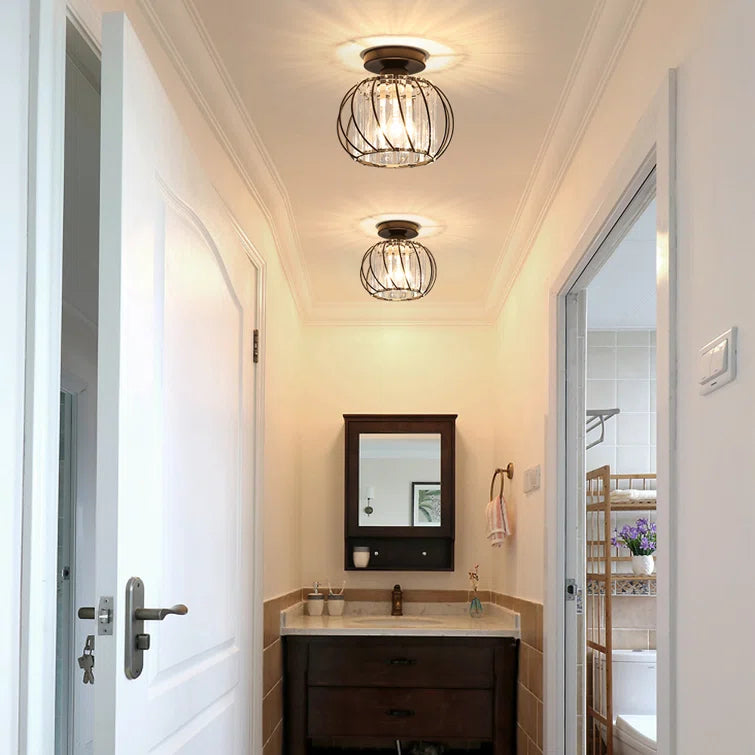 Nordic Glass Ceiling Light | Available in Black, Gold, or Silver | Minimal Design for Hallways and Living Spaces