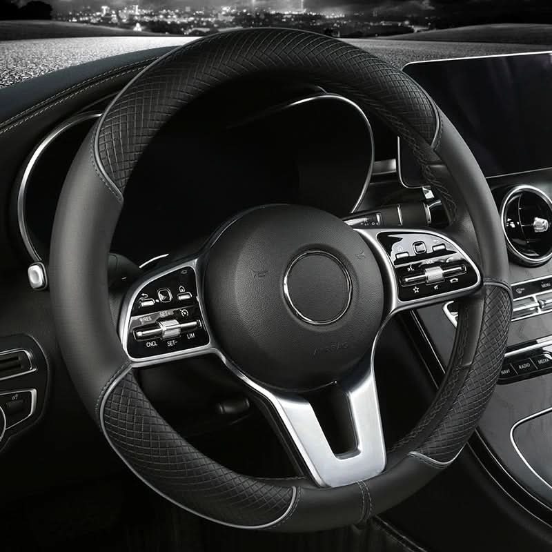 Faux Leather Steering Wheel Cover Universal Fit 14.5-15 In | 7 Colors | Diamond Grip Anti-Slip Design for Comfortable Control