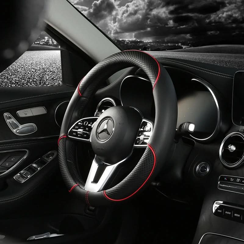 Faux Leather Steering Wheel Cover Universal Fit 14.5-15 In | 7 Colors | Diamond Grip Anti-Slip Design for Comfortable Control