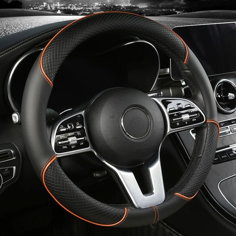 Faux Leather Steering Wheel Cover Universal Fit 14.5-15 In | 7 Colors | Diamond Grip Anti-Slip Design for Comfortable Control