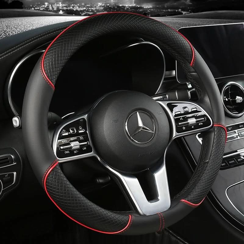 Faux Leather Steering Wheel Cover Universal Fit 14.5-15 In | 7 Colors | Diamond Grip Anti-Slip Design for Comfortable Control