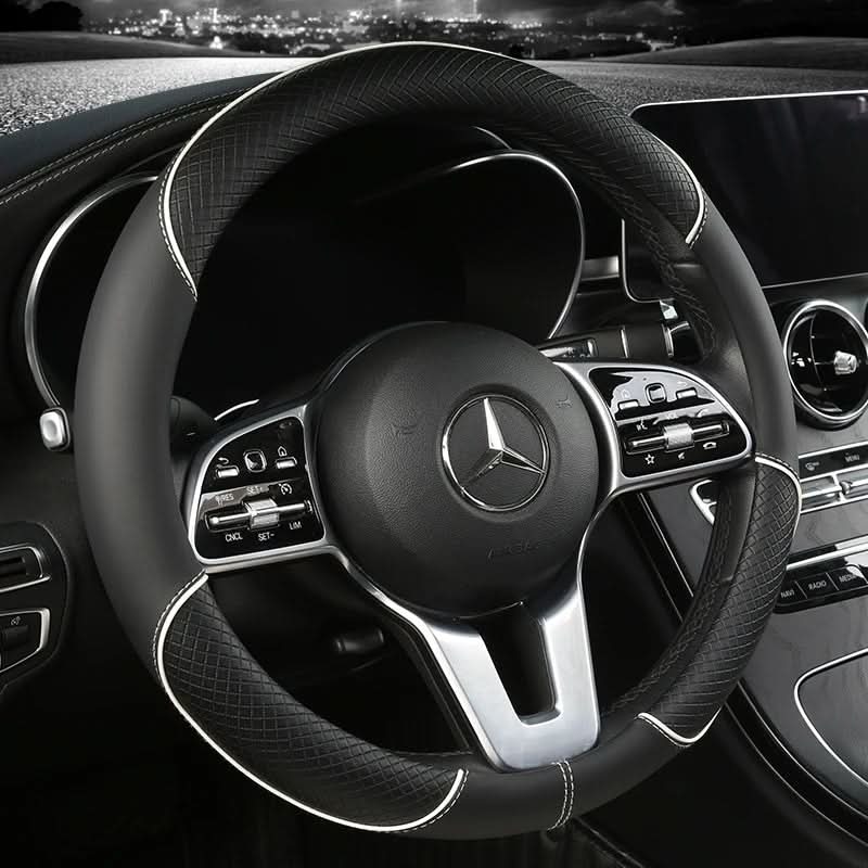 Faux Leather Steering Wheel Cover Universal Fit 14.5-15 In | 7 Colors | Diamond Grip Anti-Slip Design for Comfortable Control