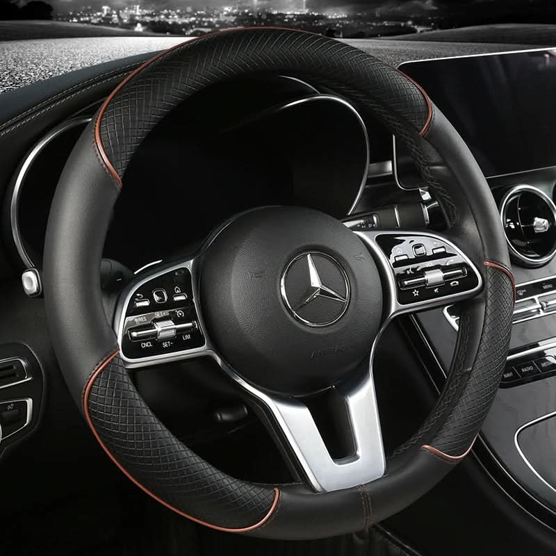 Faux Leather Steering Wheel Cover Universal Fit 14.5-15 In | 7 Colors | Diamond Grip Anti-Slip Design for Comfortable Control