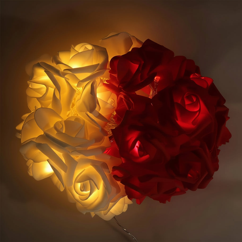 Blossom floral string lights shown with battery, USB and plug-in power options