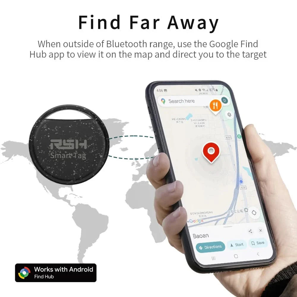 5-Pack Bluetooth Smart Trackers for Android | Black or Multicolor | Google Find Hub Compatible with 150-Meter Bluetooth Range