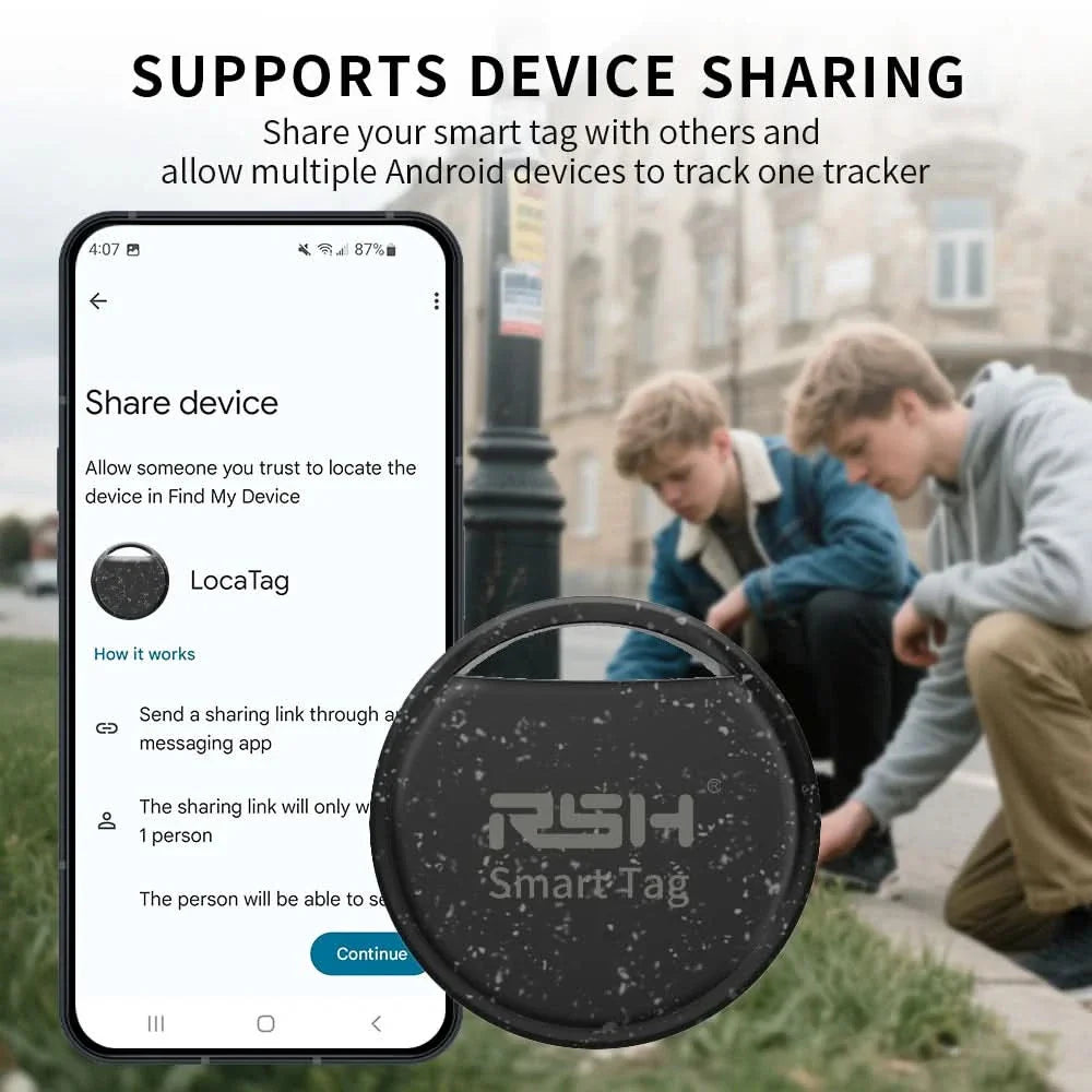 5-Pack Bluetooth Smart Trackers for Android | Black or Multicolor | Google Find Hub Compatible with 150-Meter Bluetooth Range