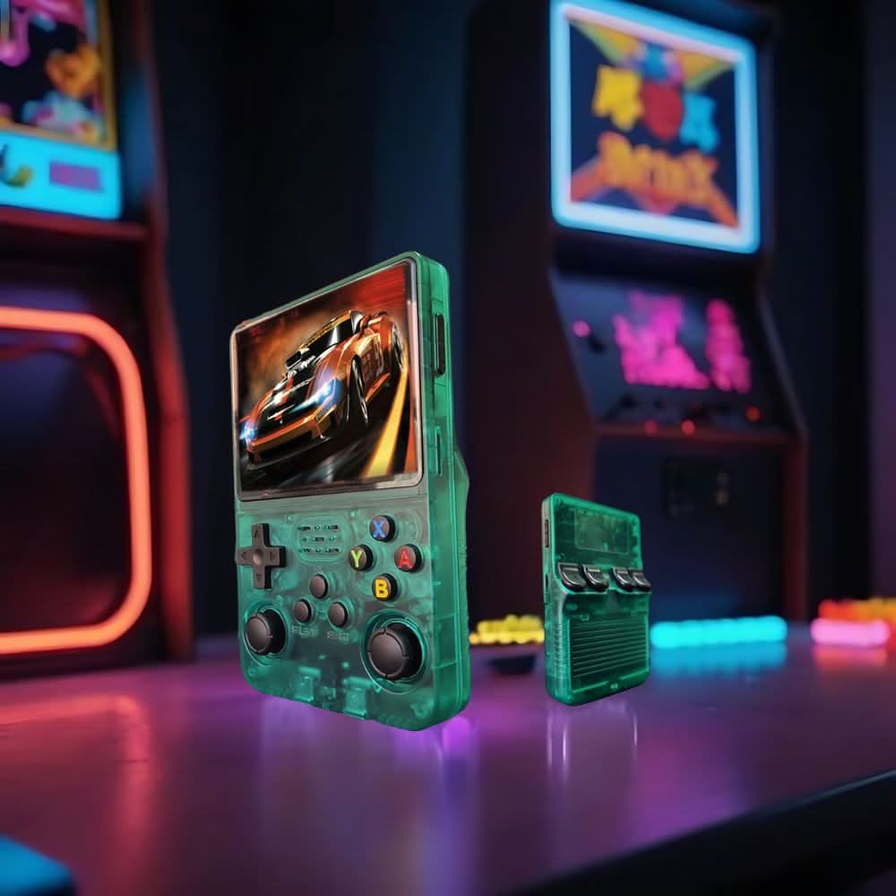 Portable Retro Handheld Gaming Console 3.5in HD Display | Black, White, Purple or Green | 10,000 Built-In Games