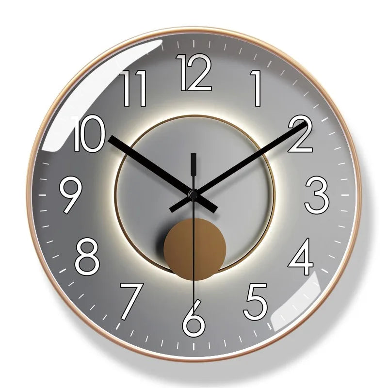 Silent Wall Clock with Quartz Movement for Living Room | Eight Dial Designs in Two Round Sizes | Glass Front