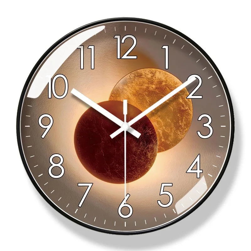 Silent Wall Clock with Quartz Movement for Living Room | Eight Dial Designs in Two Round Sizes | Glass Front