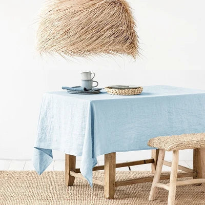 Linen Tablecloth in Six Colors | Four Rectangular Sizes from 39 to 118 Inches | Keeps a Dining Table Covered and Clean