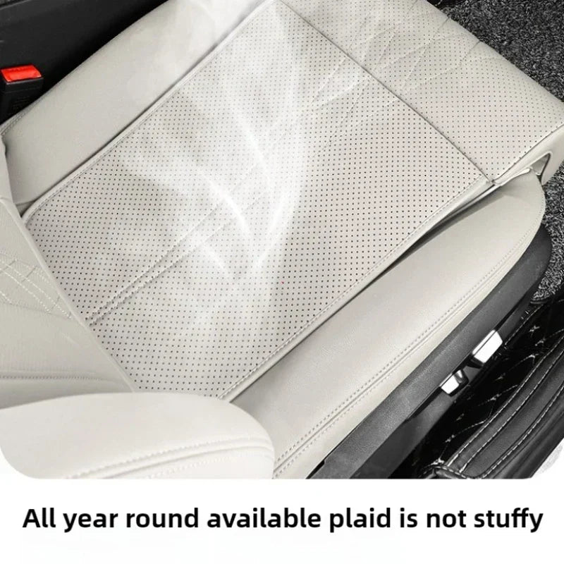 Car Seat Cushion with Extended Thigh Support | Embossed PU Leather Pad That Fits Most Vehicles, for Long Drives