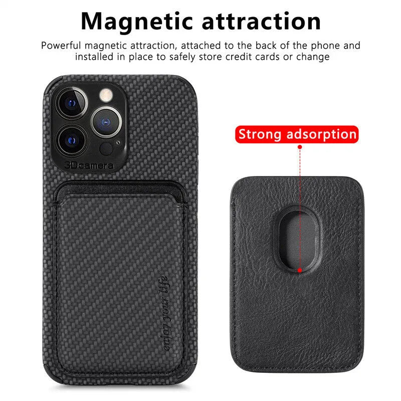 Wallet Phone Case for iPhone 11 through 15 Pro Max with a Magnetic Card Holder | Raised Edges and Wireless Charging | Five Colors