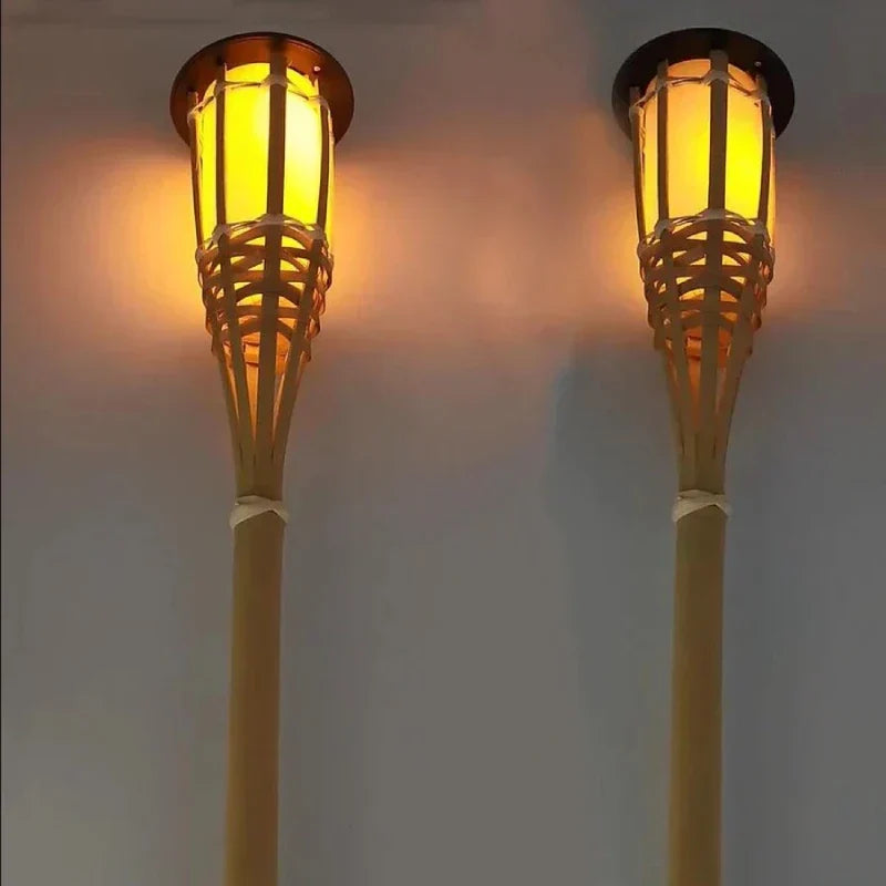 Solar Garden Torches with a Flickering Flame Effect | Set of Five, Cordless and Weatherproof | Outdoor Yard Decorations