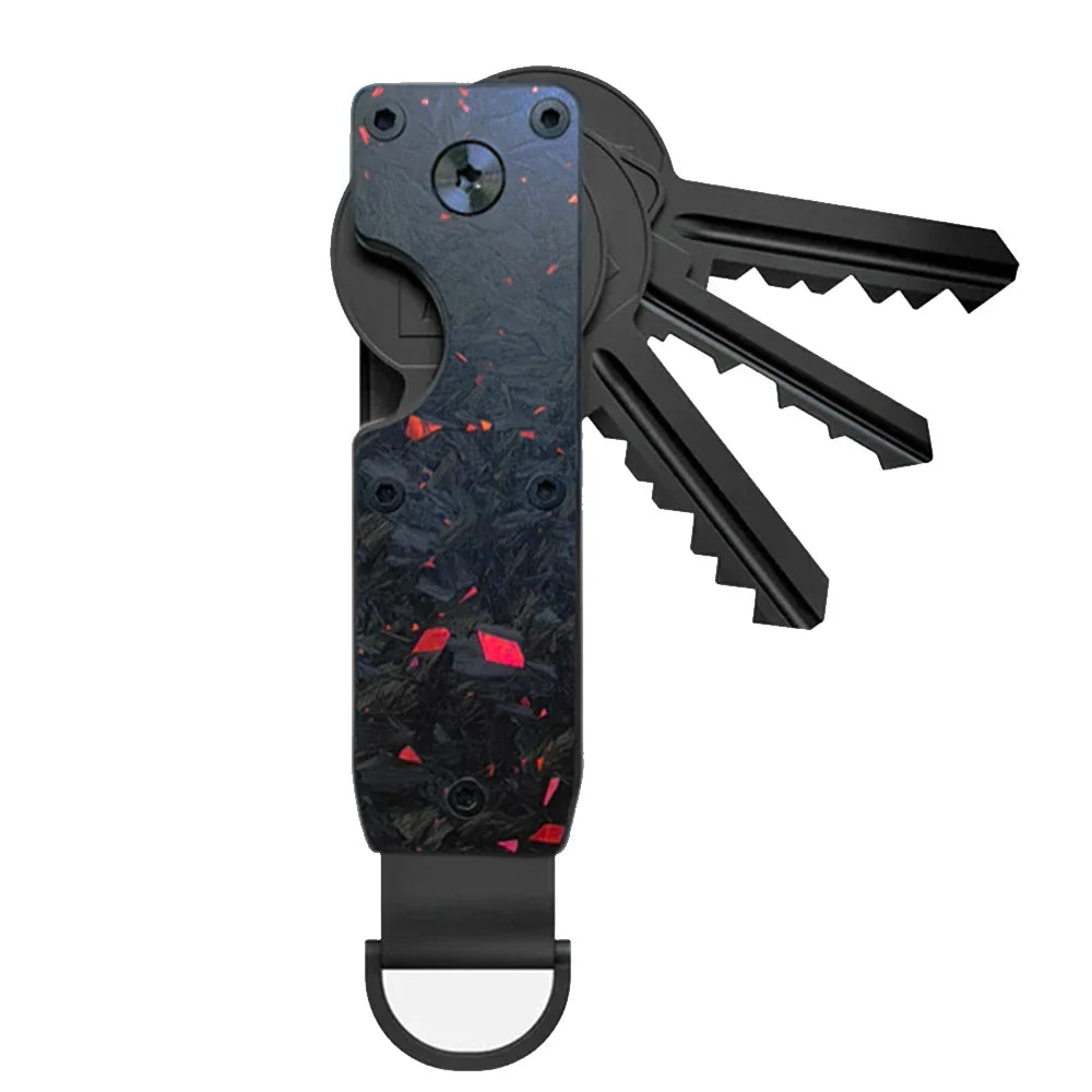 Aluminum Key Organizer for 2 to 6 Keys | Screws Together, Pairs with a Ring or Clip | Carbon Patterns and Plain Finishes