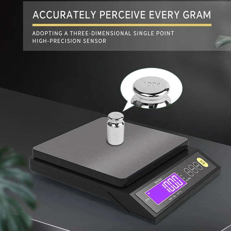 Digital Kitchen Scale with Backlit LCD and Counting Mode | Rechargeable Food Weighing up to 5 or 10 kg | Stainless Steel Panel