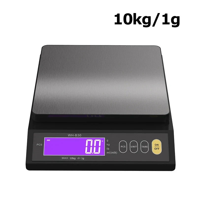 Digital Kitchen Scale with Backlit LCD and Counting Mode | Rechargeable Food Weighing up to 5 or 10 kg | Stainless Steel Panel