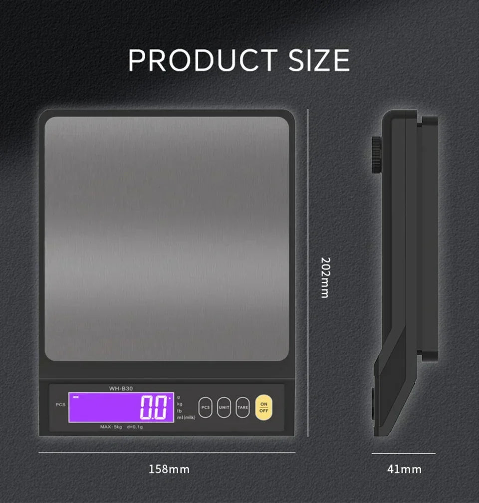 Digital Kitchen Scale with Backlit LCD and Counting Mode | Rechargeable Food Weighing up to 5 or 10 kg | Stainless Steel Panel