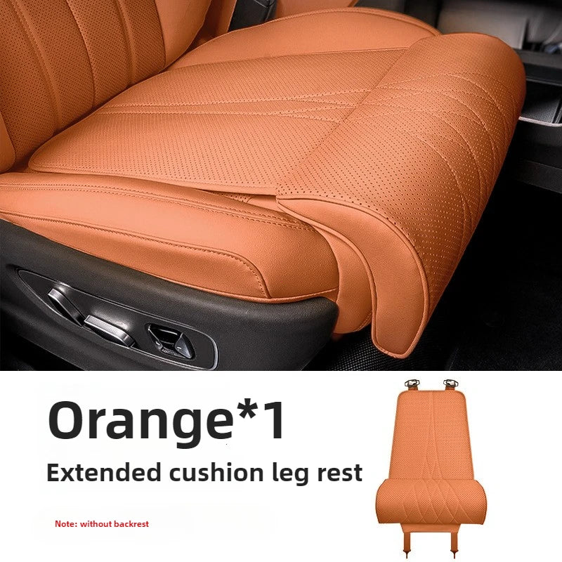 Car Seat Cushion with Extended Thigh Support | Embossed PU Leather Pad That Fits Most Vehicles, for Long Drives