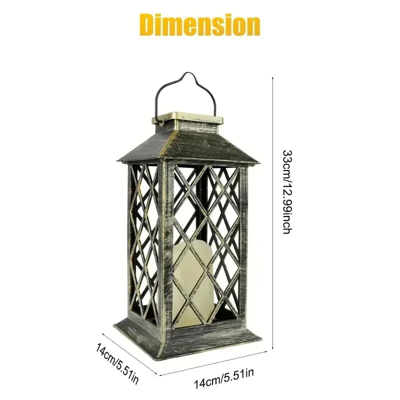 Solar Lantern with a Flickering LED Candle Inside | Garden Ornaments That Charge in Daylight, No Cable or Flame | Weatherproof