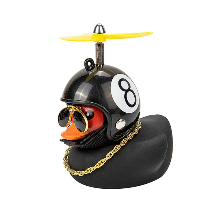 Duck Bike Bell with a Helmet, Propeller and Gold Chain | Doubles as a Handlebar Light That Shines Steady or Blinks | 14 Designs