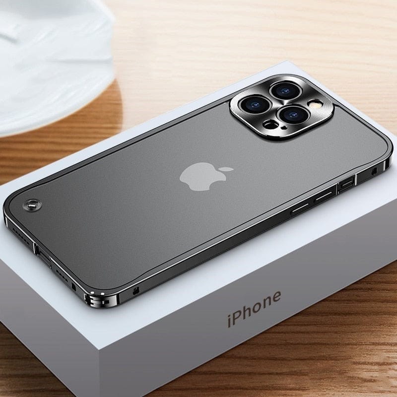 Aluminum Bumper Phone Case for iPhone 11 to 15 | Raised Camera Lens Guard, Polycarbonate Back | 5 Colors