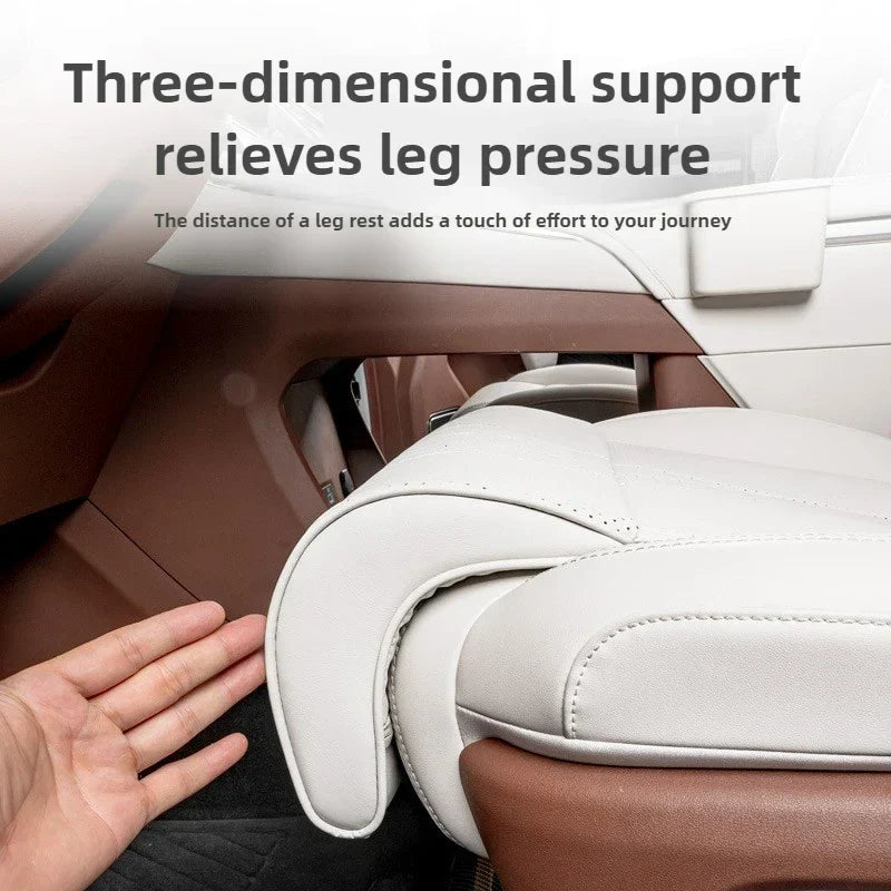 Car Seat Cushion with Extended Thigh Support | Embossed PU Leather Pad That Fits Most Vehicles, for Long Drives