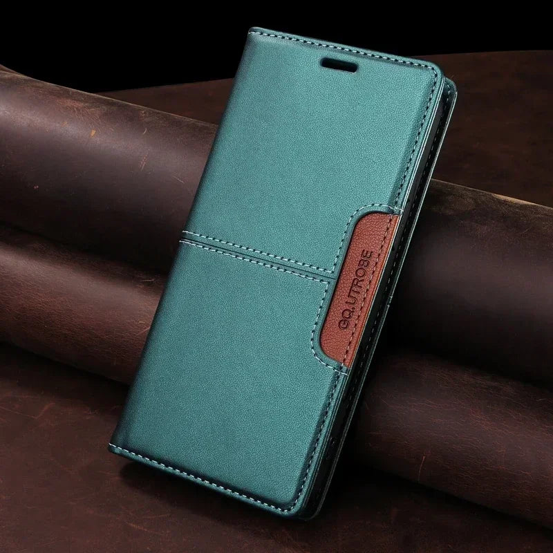 RFID Blocking Wallet Phone Case for iPhone 16 and 15 Series | Magnetic Flap with Card and Cash Slots | Built In Stand