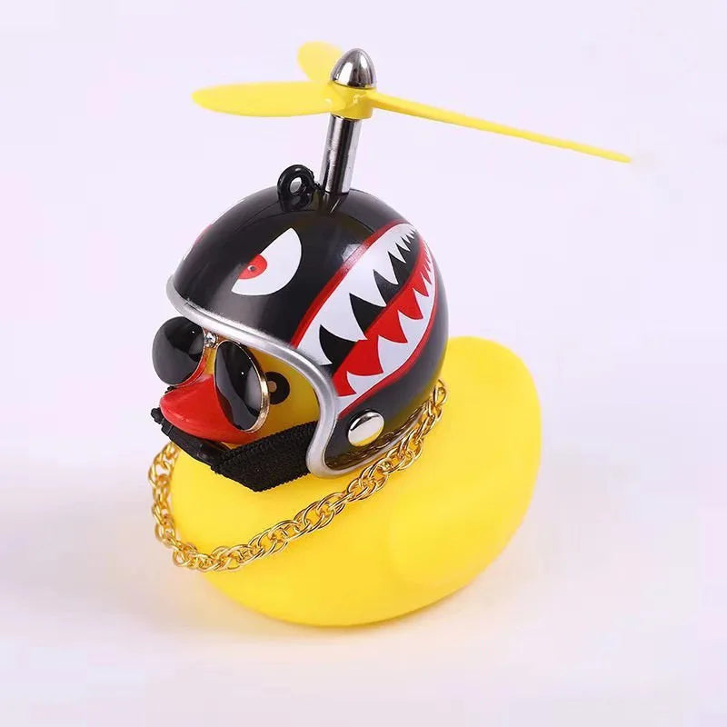 Duck Bike Bell with a Helmet, Propeller and Gold Chain | Doubles as a Handlebar Light That Shines Steady or Blinks | 14 Designs