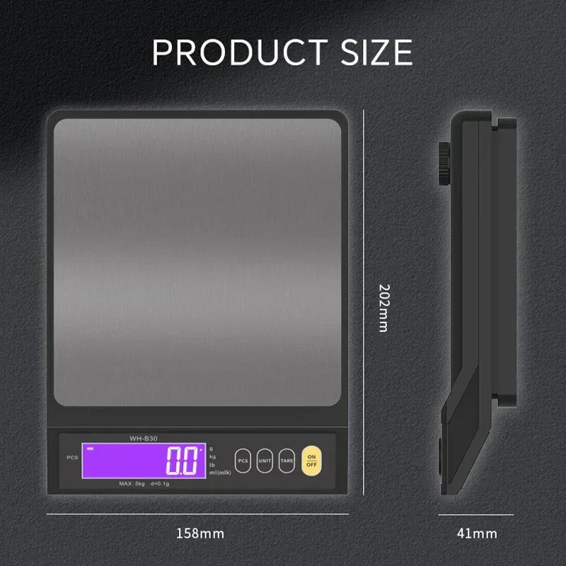 Digital Kitchen Scale with Backlit LCD and Counting Mode | Rechargeable Food Weighing up to 5 or 10 kg | Stainless Steel Panel