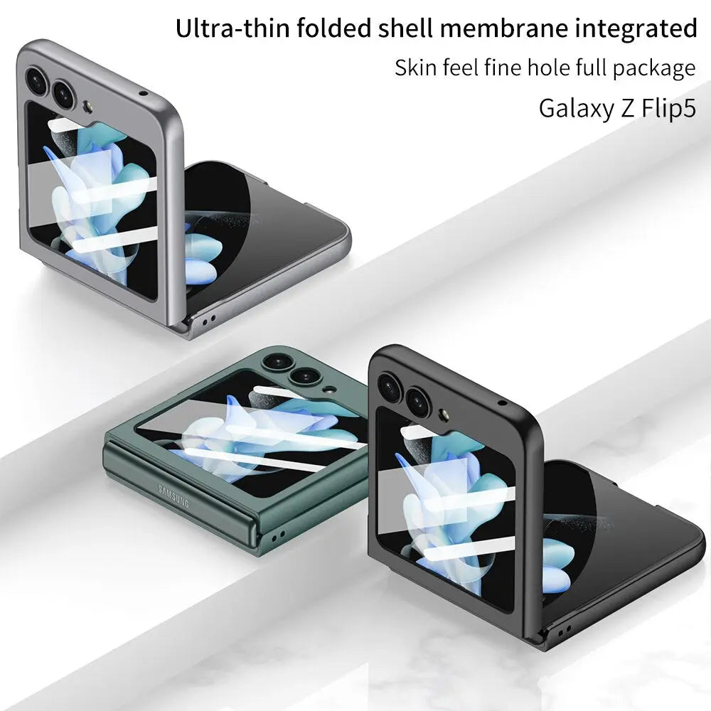Ultra Thin Matte Phone Case for Galaxy Z Flip 5 | Fingerprint Resistant Shell with Built In Cover Screen Film