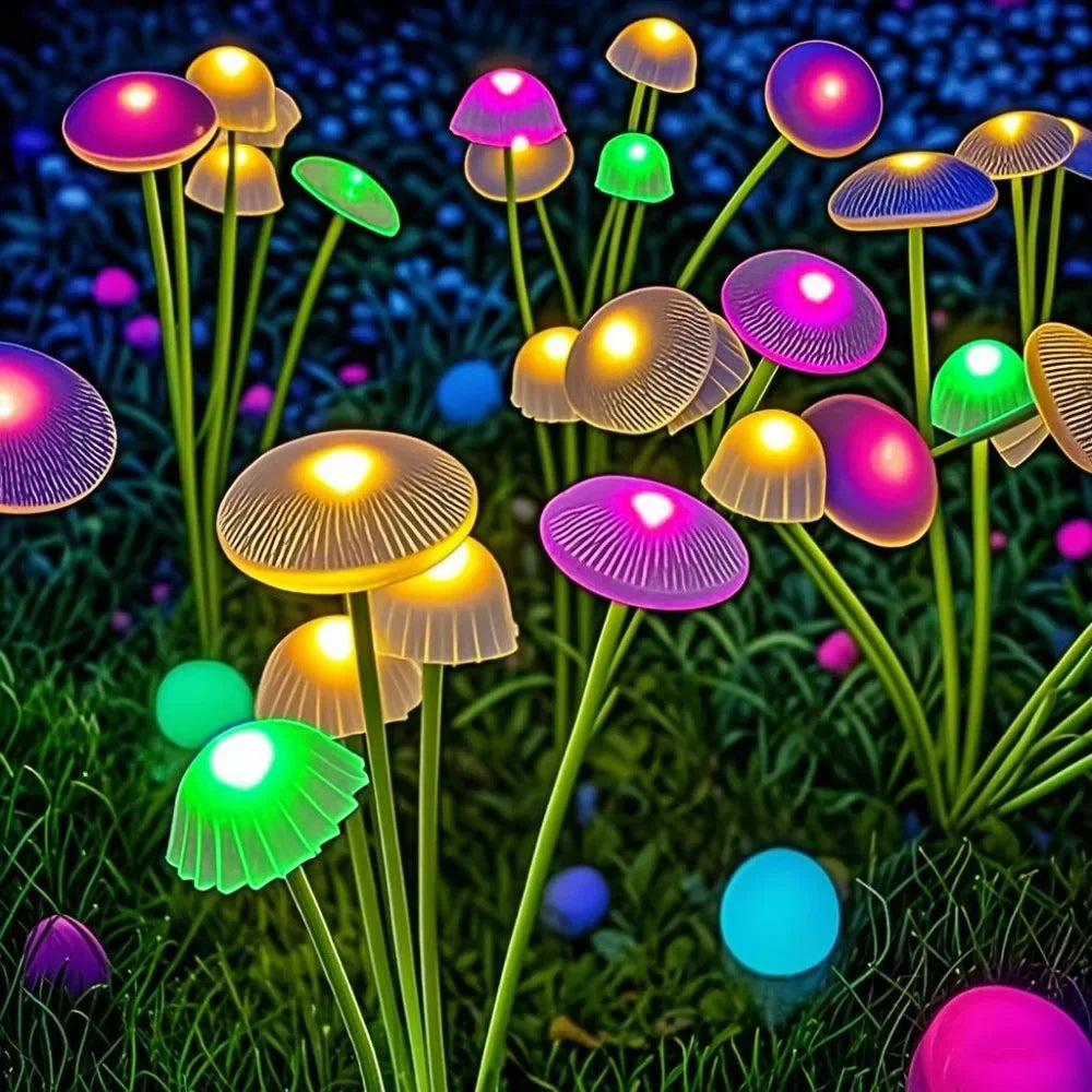 Multicolor jellyfish LED solar garden stake light