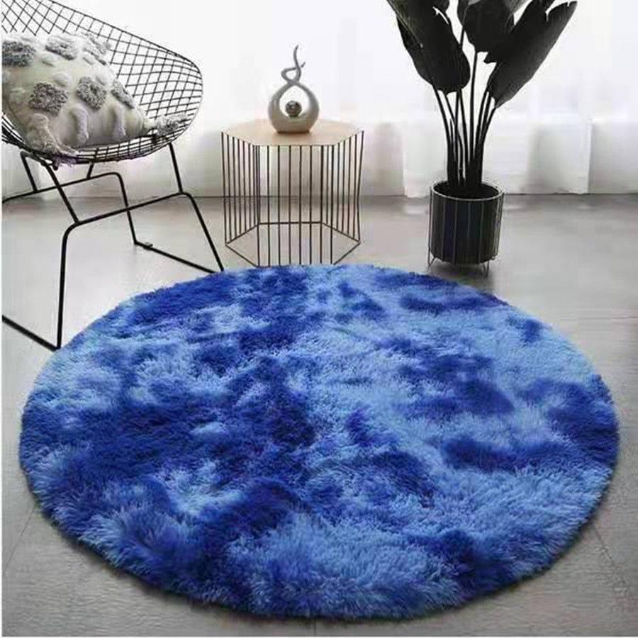 Round Shaggy Area Rug in Soft Polyester | Dotted Non Slip Underside and an Overlocked Edge | Six Diameters, 14 Colors