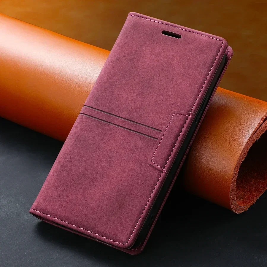 Flip Phone Case for Google Pixel 8 7 and 6 | Magnetic Wallet Cover with Card Slots and Video Stand