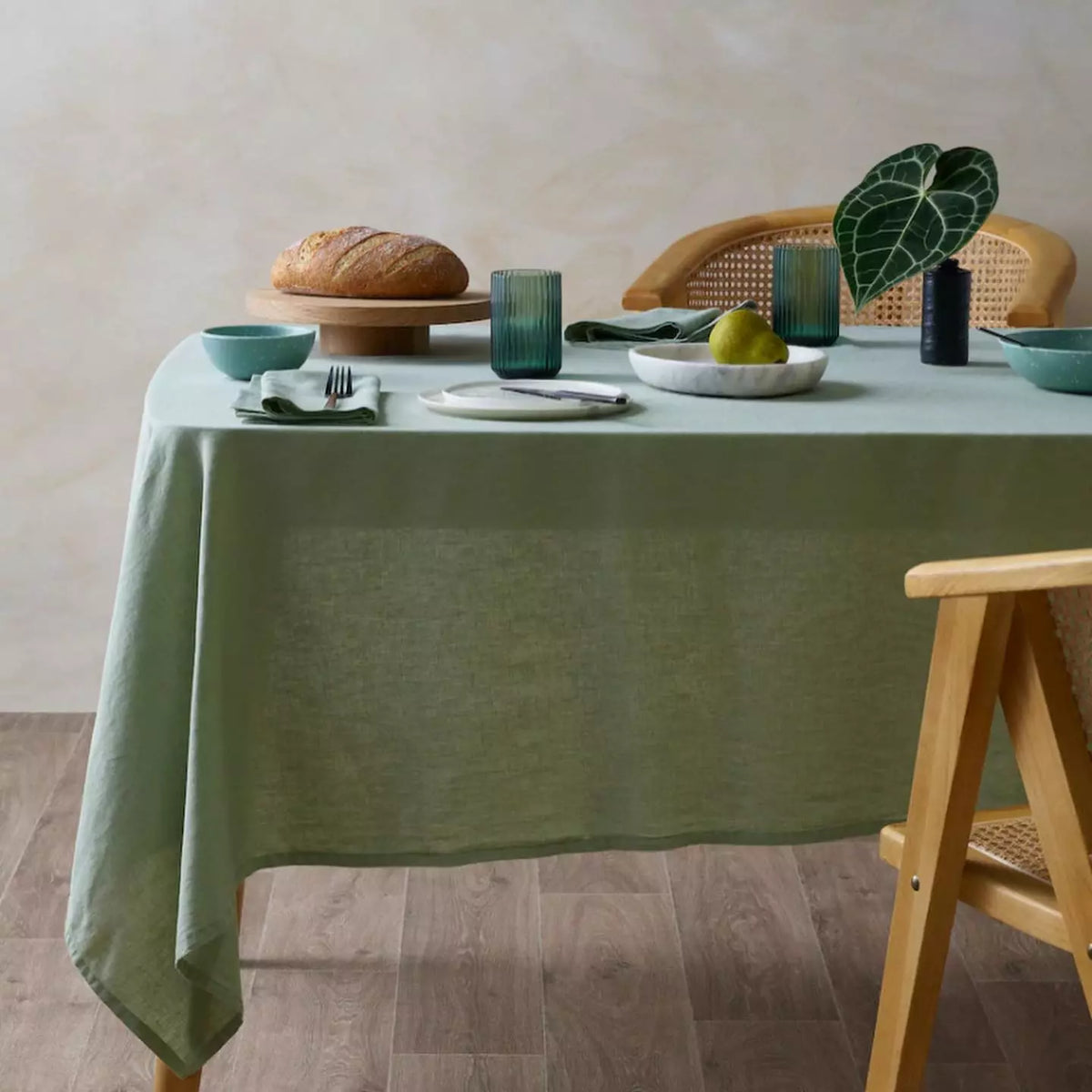 Linen Tablecloth in Six Colors | Four Rectangular Sizes from 39 to 118 Inches | Keeps a Dining Table Covered and Clean