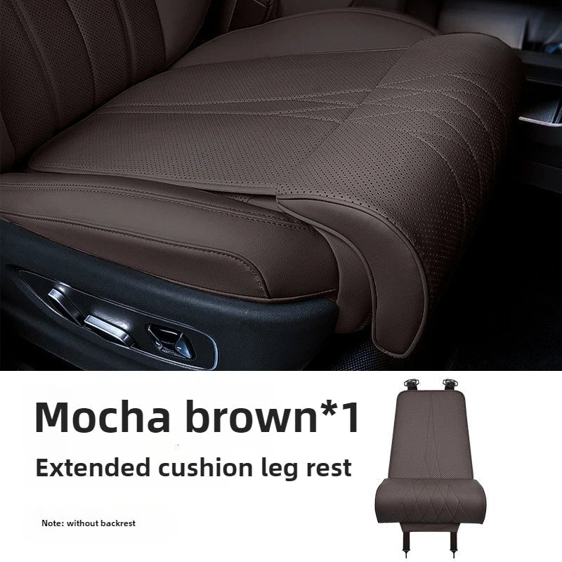Car Seat Cushion with Extended Thigh Support | Embossed PU Leather Pad That Fits Most Vehicles, for Long Drives