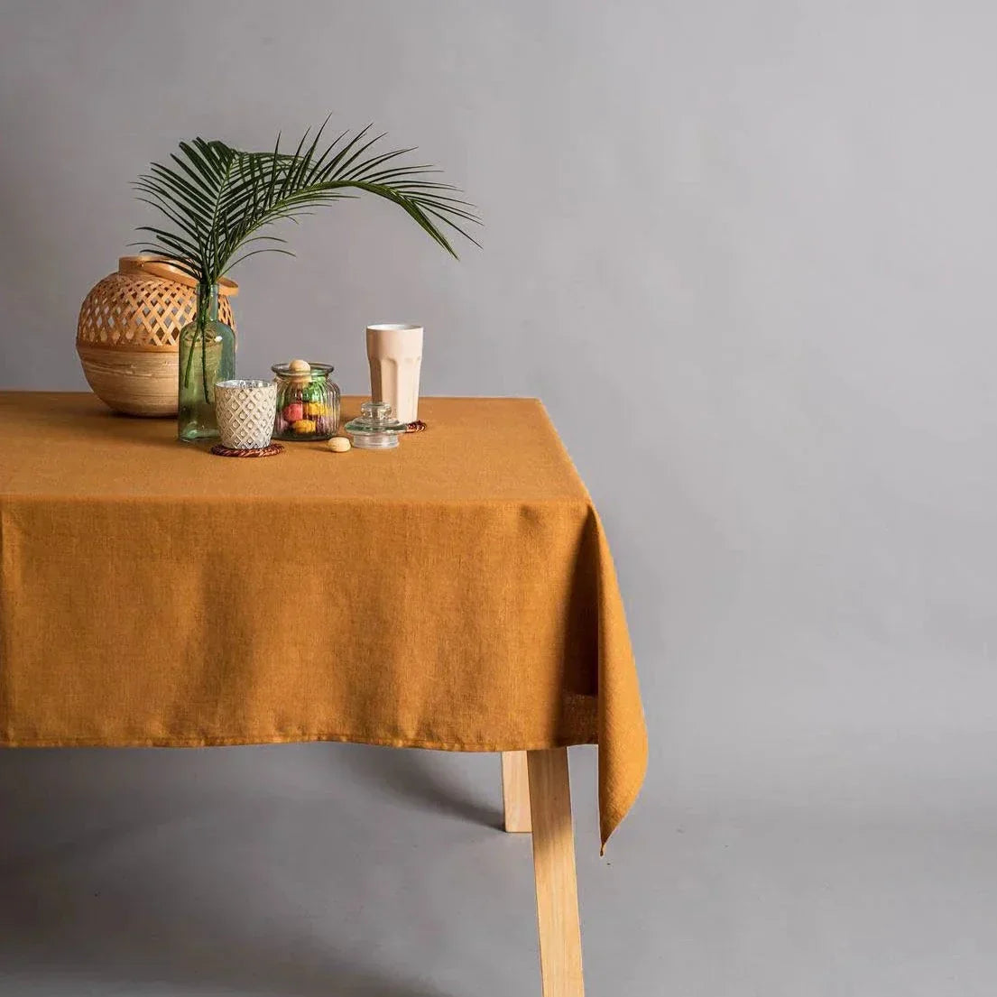 Linen Tablecloth in Six Colors | Four Rectangular Sizes from 39 to 118 Inches | Keeps a Dining Table Covered and Clean