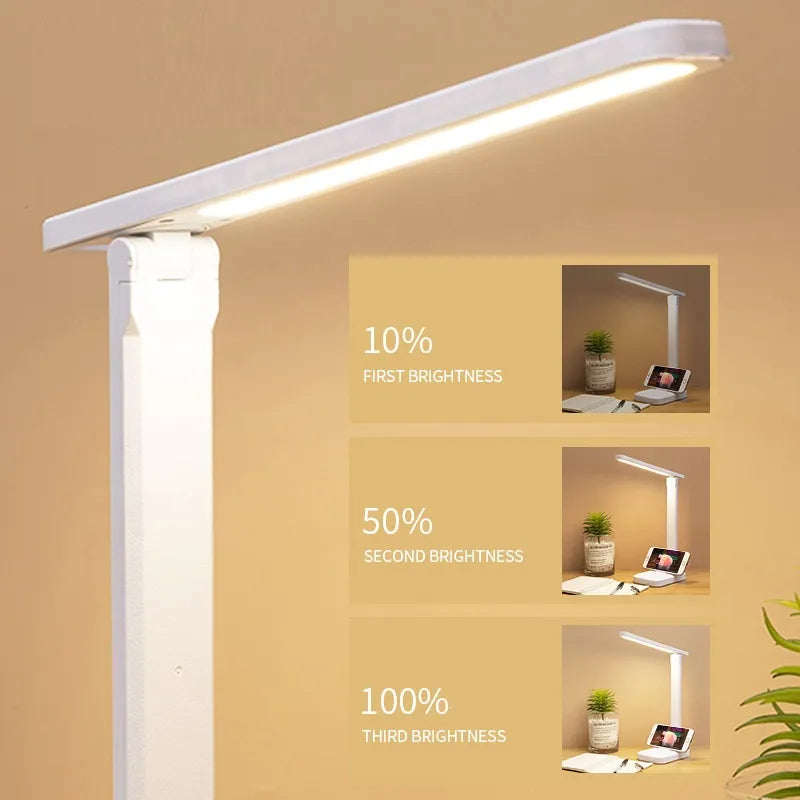 Rechargeable LED Desk Lamp with 6000 mAh Battery | Folds Flat, Touch Dimming in Three Steps | Warm, Neutral and Cool